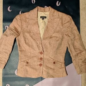 Bebe pinkish-brown and cream herringbone blazer